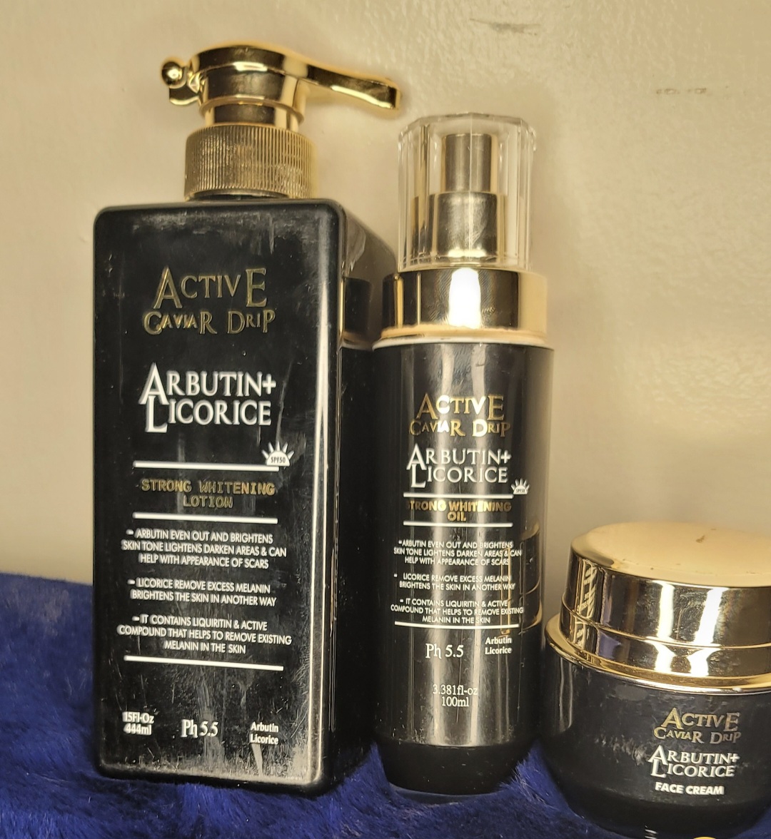 Active Caviar Drip Arbutin & Licorice Body Lotion, Face Cream & Serum