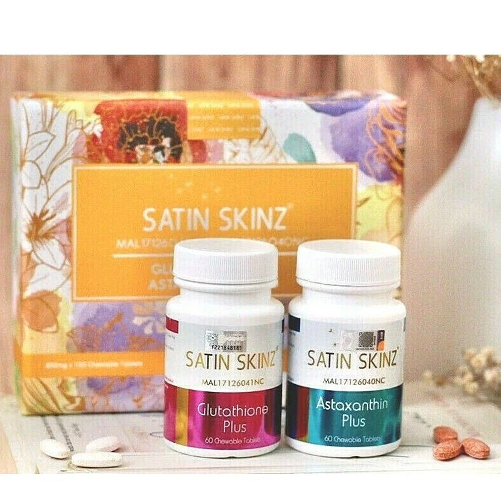 SATIN SKINZ COMBO (GLUTA + ASTAXANTHIN PLUS) CHEWABLE 60 CAPS EACH