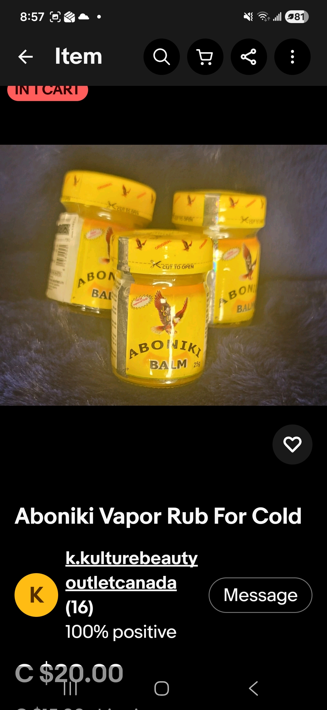 Aboniki Healing Balm Natural Soothing Relief X3